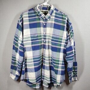 Vintage American Eagle Outfitters Shirt Mens XL Blue Green Plaid Button 90s